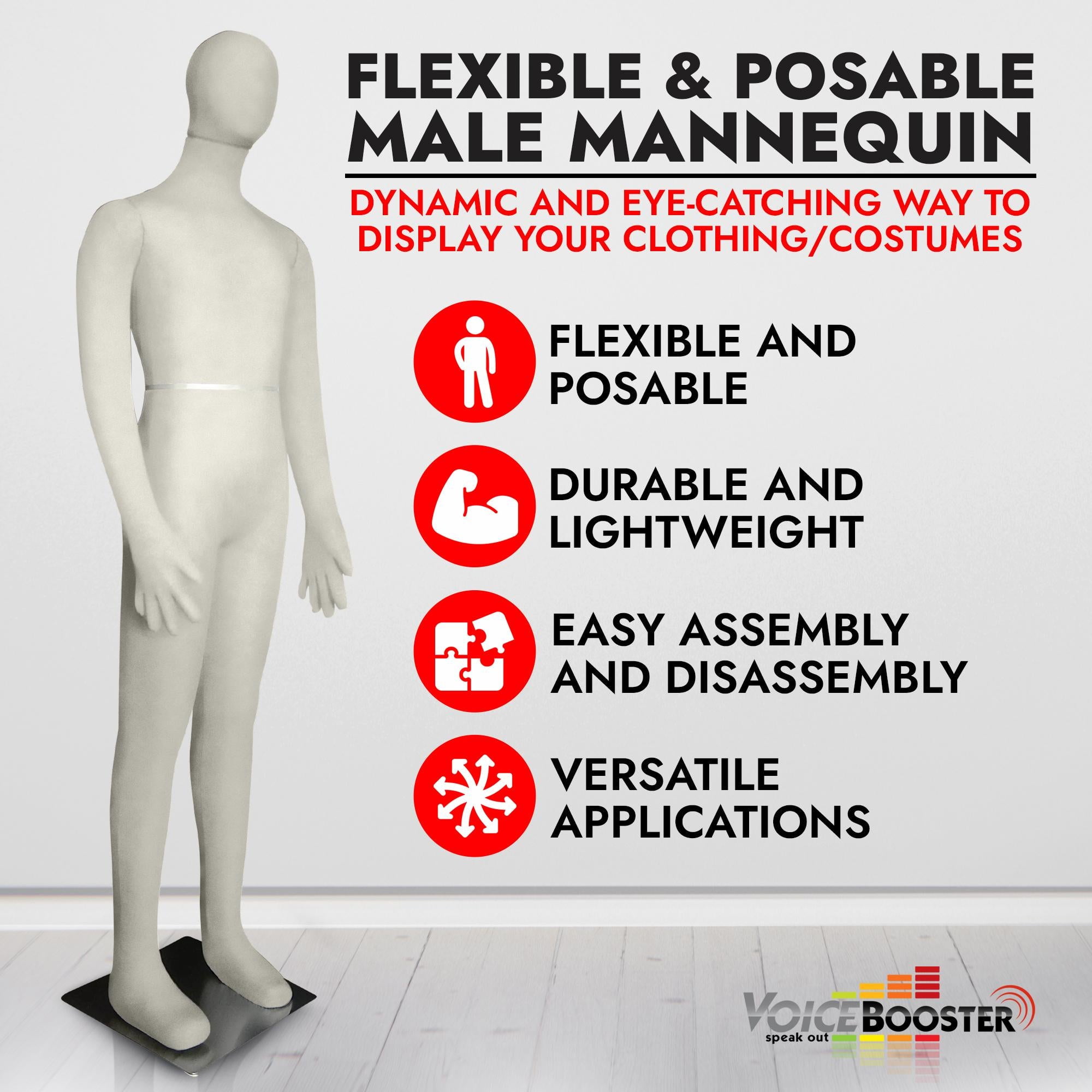 Male Mannequin, Flexible Posable Full-size In Beige-White