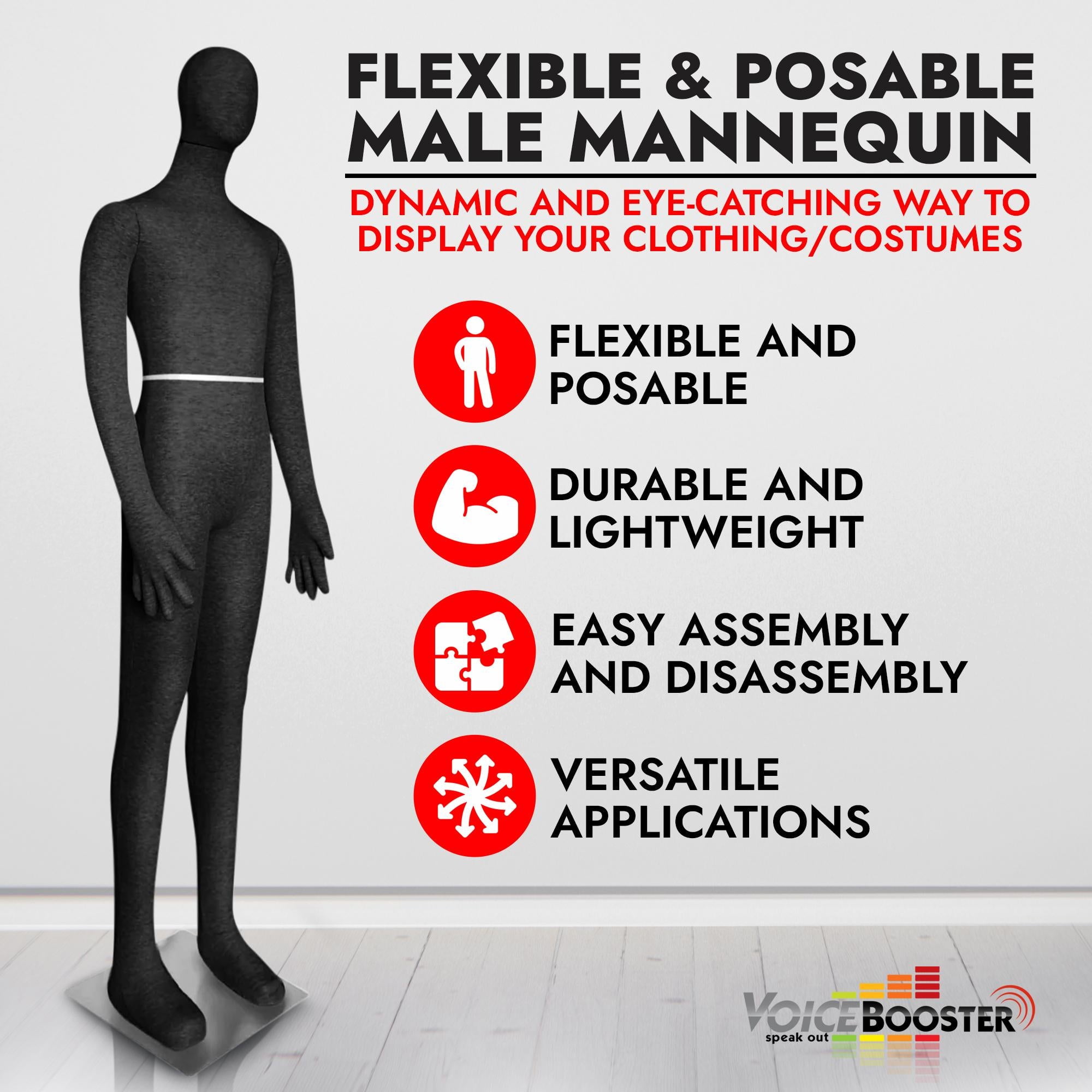 Male Mannequin, Flexible Posable Full-size In Black