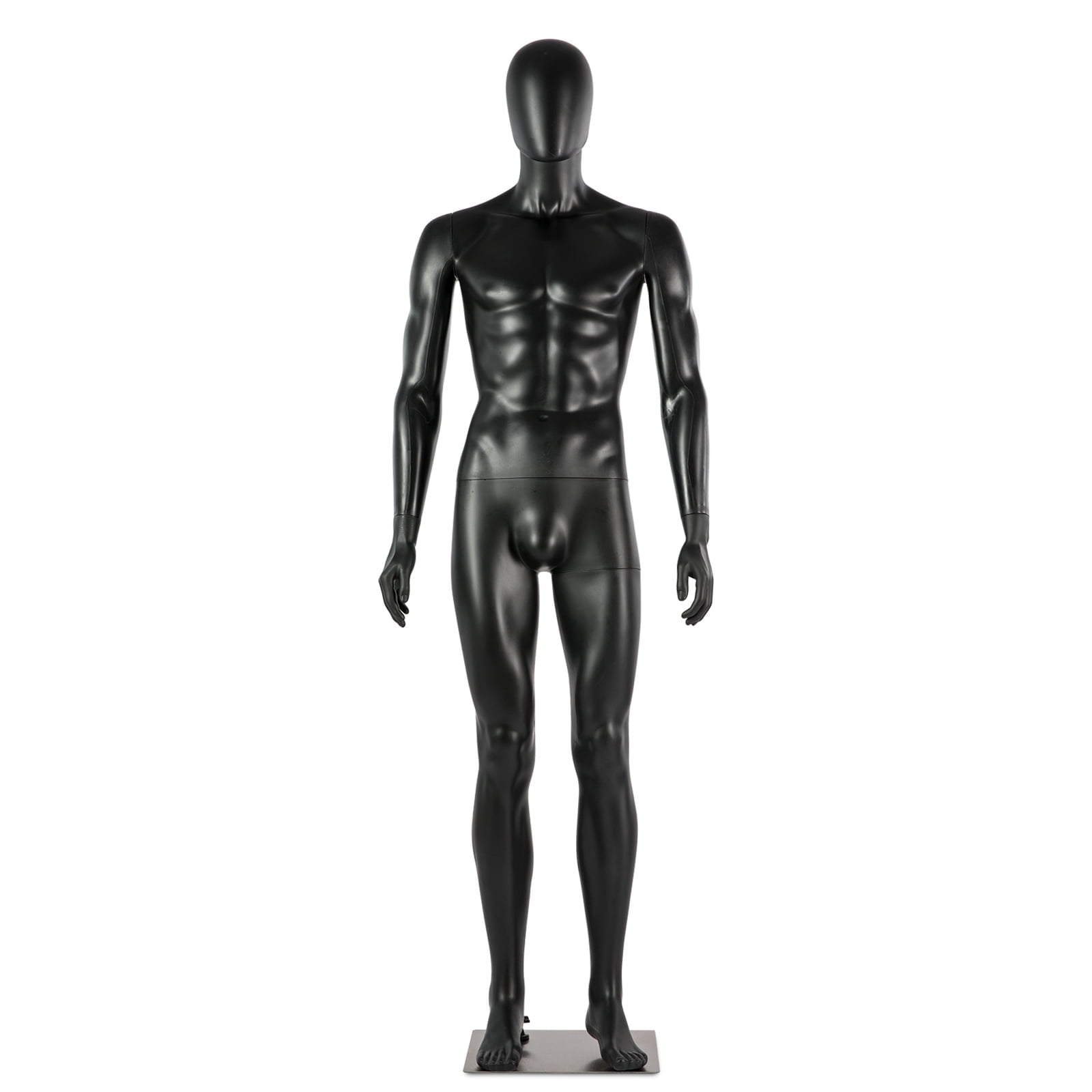 Male Mannequin Full Body Black - 74" Realistic Adjustable Manequins Detachable Man Manequins Stand Metal Base for Display