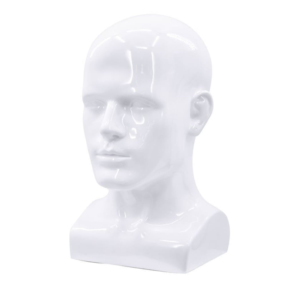 Male Mannequin Head for Hats, PVC Manikin Head with Mount Hole, Professional Display Styling Head for Wigs, Hats, Scarfs, Headphone, Sunglasses, Headdress