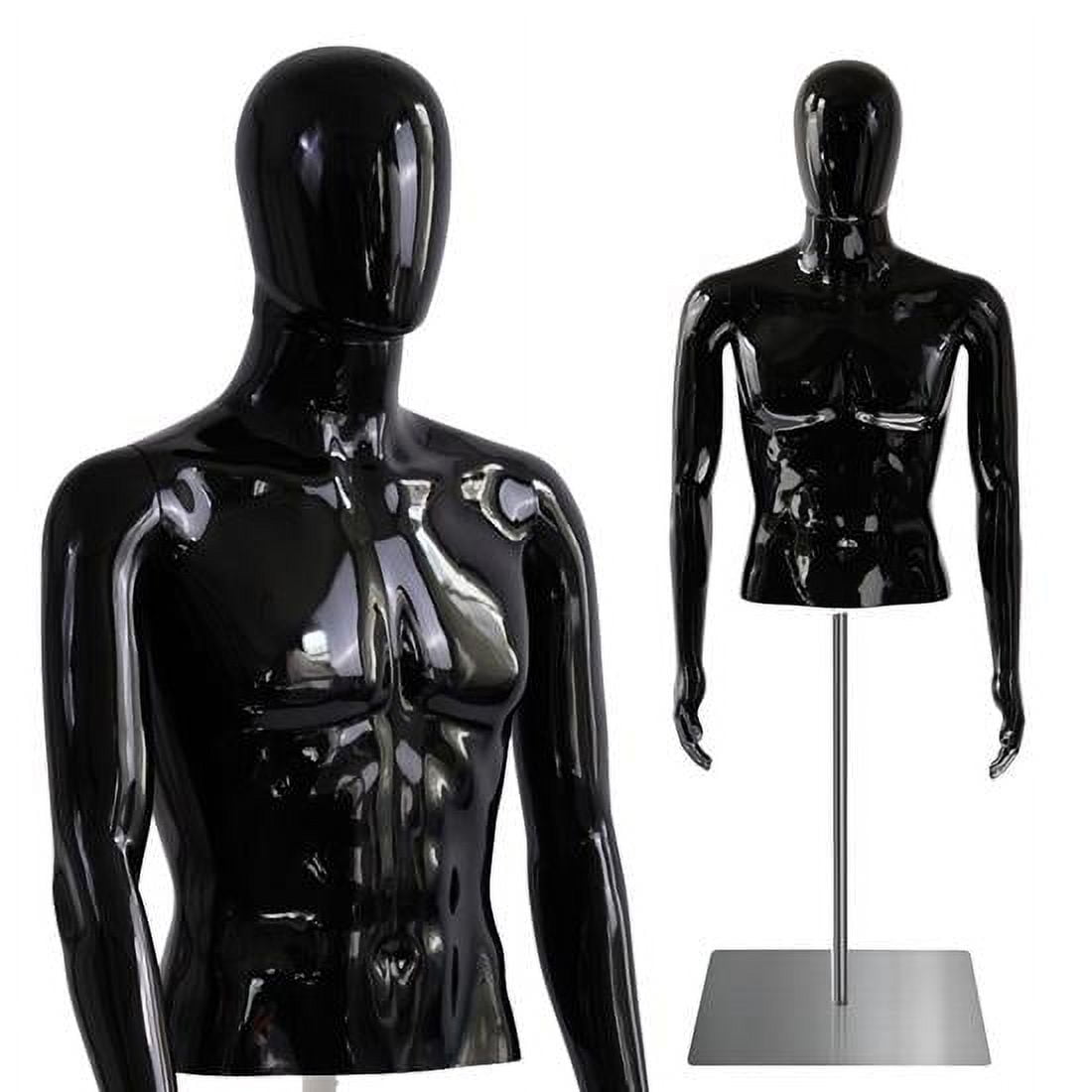 Male Mannequin Torso, Adjustable Height and Detachable Arms Dress Form