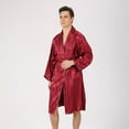 thumbnail image 1 of Male Men Towel Robe For Mens Summer Thin, Summer, Silk, Striped Mens Robes Wine Bathrobe, 1 of 8
