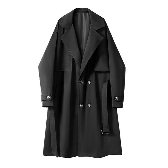 Male Mid Length Double Trench Coat For Autumn And Winter Casual Loose Coat