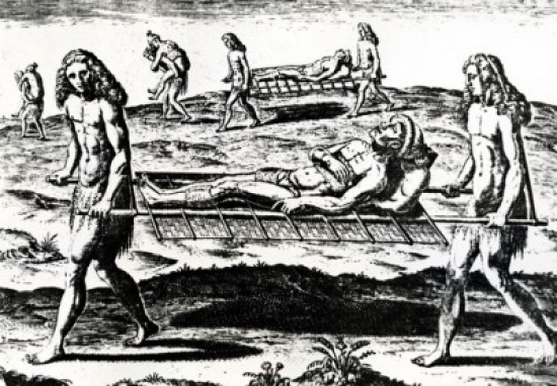 Male Nurses Help Heal the Wounded Natives by unknown artist Canvas Art - (18 x 24)