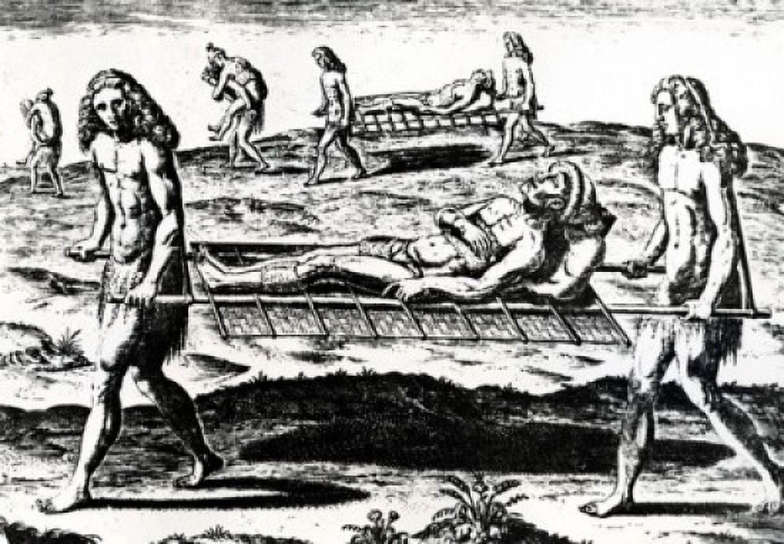 Male Nurses Help Heal the Wounded Natives by unknown artist Canvas Art - (24 x 36)