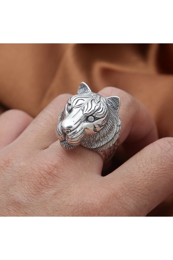 Male Personality Ring, S925 Sterling Silvery, New Year Christmas Birthday Gift for Leo Boyfriend Husband Dad (About 34G, Height about 31Mm* Width about 27Mm),12#