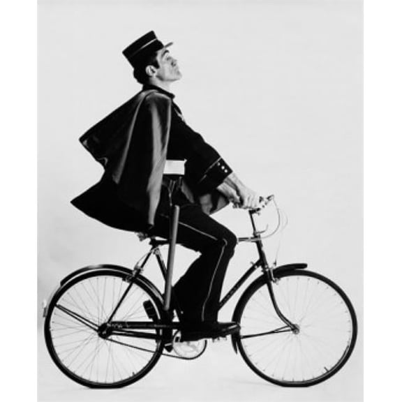 Male Policeman Riding a Bicycle Poster Print - 18 x 24 in.