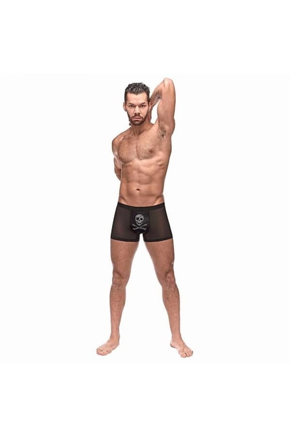 Private Screening Micro Mesh & Modal Skull Pouch Short Black Xl