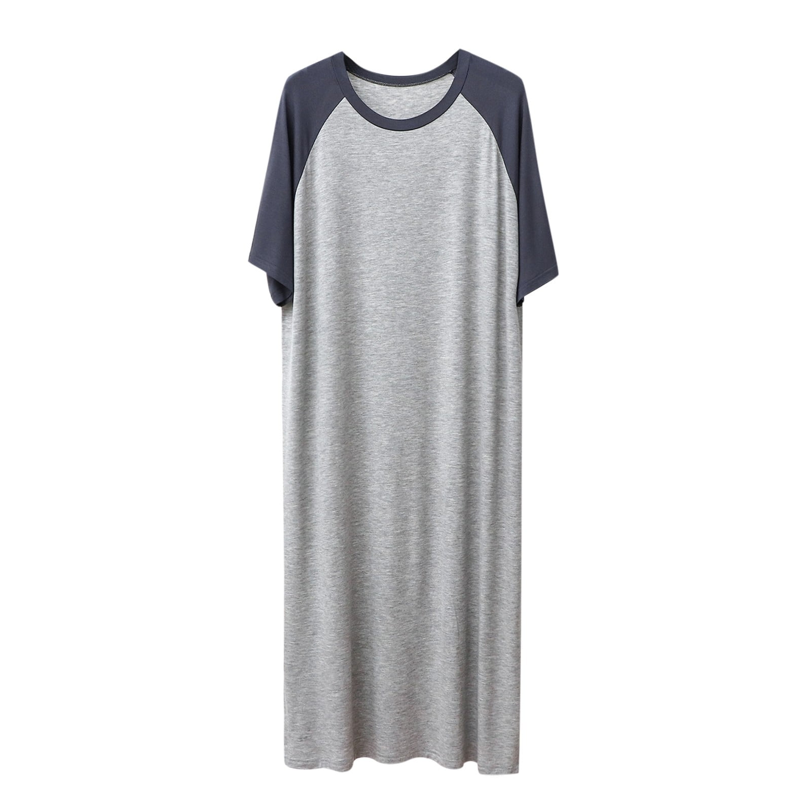 Male Raglan Sleeve Color Block Robe Short Sleeve Pajama Dress