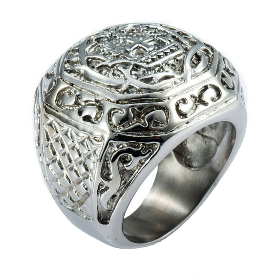 Male Ring Stainless Steel Ring Carved Cross Comfort Fit Rings for Men 8-13 Size Halloween Gifts