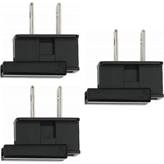 Male Slide On Vampire Plug, SPT-2, Black ZE-23 8A 125V (Pack of 3)