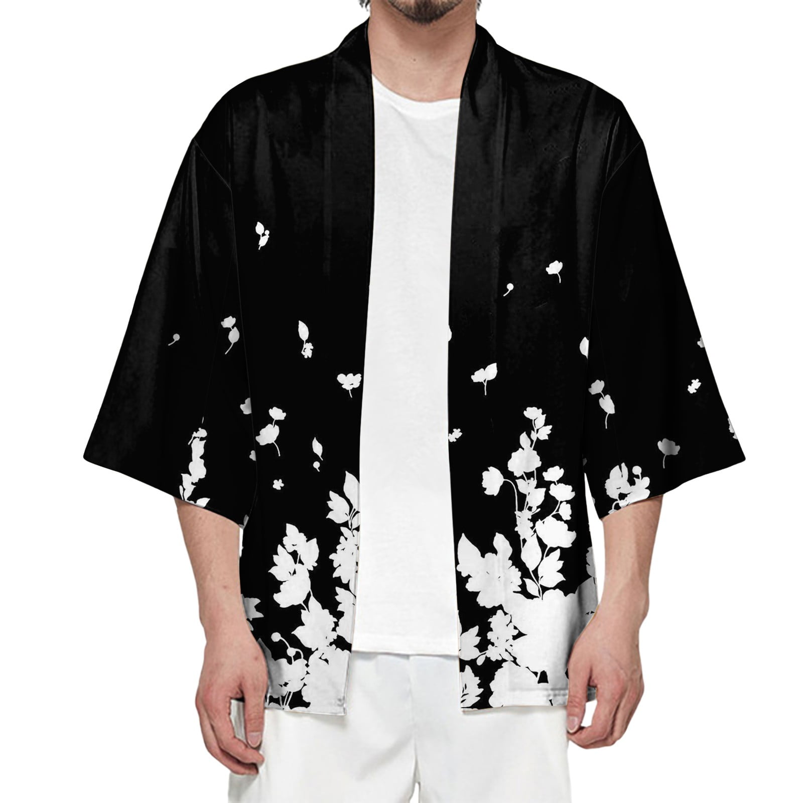 Male Spring Summer Kimono Cardigan Long Sleeve Cardigan All Print ...