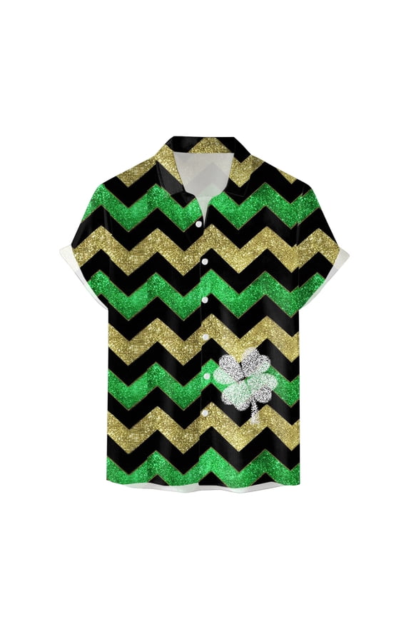 Male St. Patricks's Day Short Sleeve Shirt Autumn Casual 3D Printing Hawaii Long Sleeve Shirts Tops