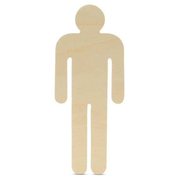 Male Stick Figure Cutouts 12 x 4-7/8-inch, Pack of 2 Unfinished Wood Crafts Blank, Wooden Shapes for Crafts/ Decor, by Woodpeckers