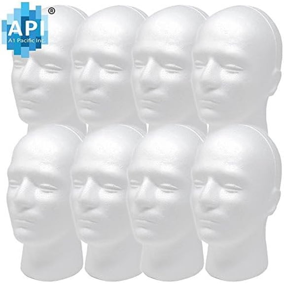 Male Styrofoam Foam Mannequin Head 11" (8 Count)$$Furniture