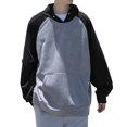 thumbnail image 1 of Male Suede Sports Casual Color Matching Pullover Hooded Sweater, 1 of 1