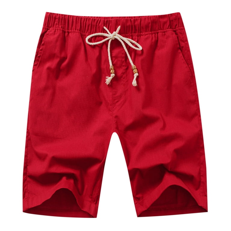 Male Summer Casual Solid Short Pant Bead Drawstring Short Trouser Pant  Pocket Short Big And Tall Men Shorts XL 