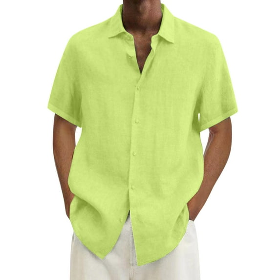 Male Summer Hawaii Solid Shirt Short Sleeve Double Pocket Turn Down Collar Button Shirt Jumpsuit Mens Fit Apparel Exchange Men Mens Large Shirt Long Sleeve Pack Shirts for Men