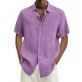 thumbnail image 1 of Male Summer Hawaii Solid Shirt Short Sleeve Double Pocket Turn Down Collar Button Shirt, 1 of 4