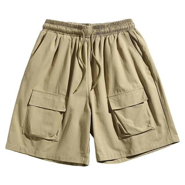 Male Summer Slightly Wrinkled Cargo Shorts Cool Outdoor Quarter Pants ...