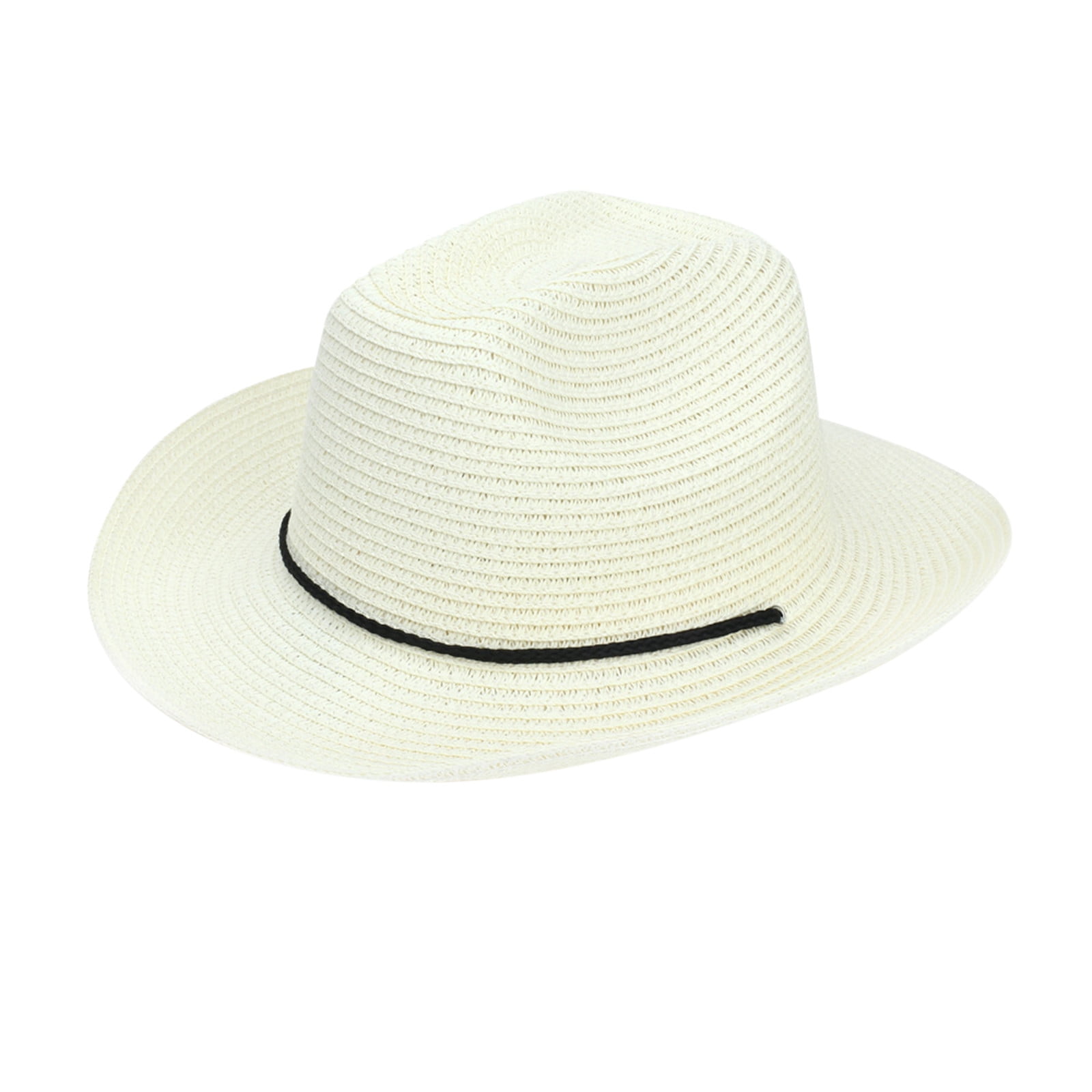 Coopserbil male Summer Vintage Western Cowboy Hat Solid Drawstring Sunscreen Beach Weave Hat Texas Hat Cow Vest Adult Fringe Vest Women Western Cowboy