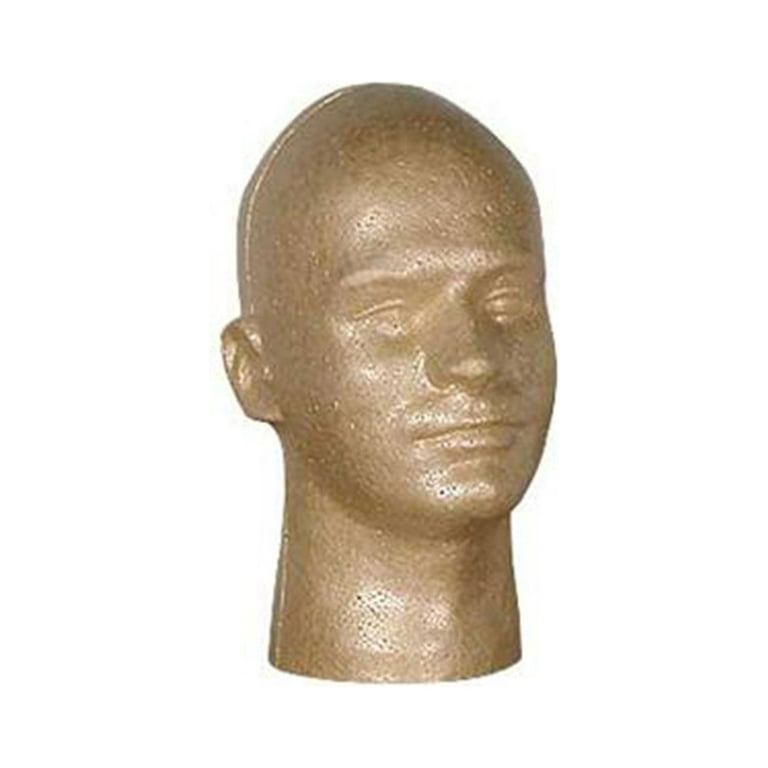 Male Suntan Styrofoam Mannequin Head - 11 1/2 Height - Beauty Supply  Standard 