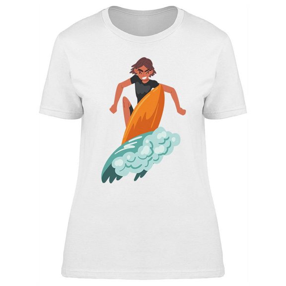 Male Surfer Riding A Wave T-Shirt Women -Image by Shutterstock, Female x-Large