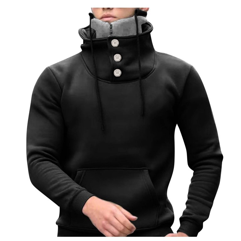 Male T Shirts Autumn And Winter Turtleneck Sweater Top Button