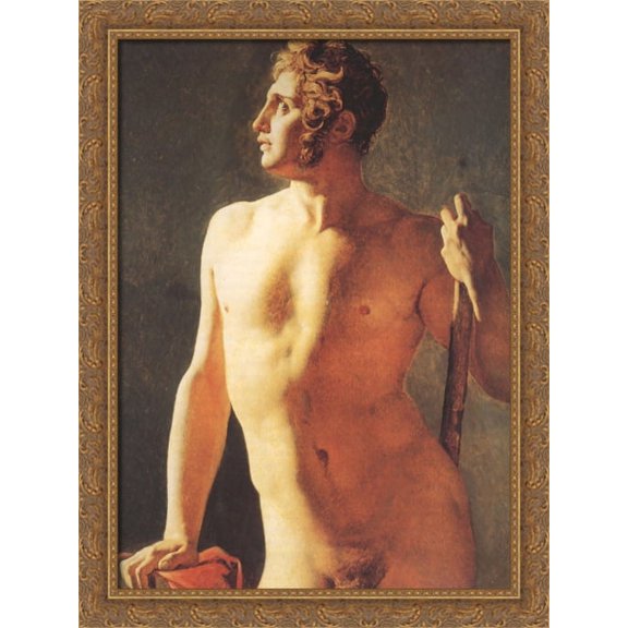Male Torso 28x36 Large Gold Ornate Wood Framed Canvas Art by Jean Auguste Dominique Ingres