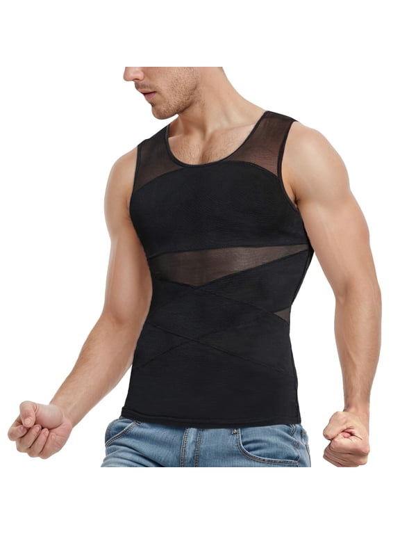 Male Vest Mesh Breathable Waist Lift Back Belly Belly Fitness Training Shapewear Top Mod Bod Tops