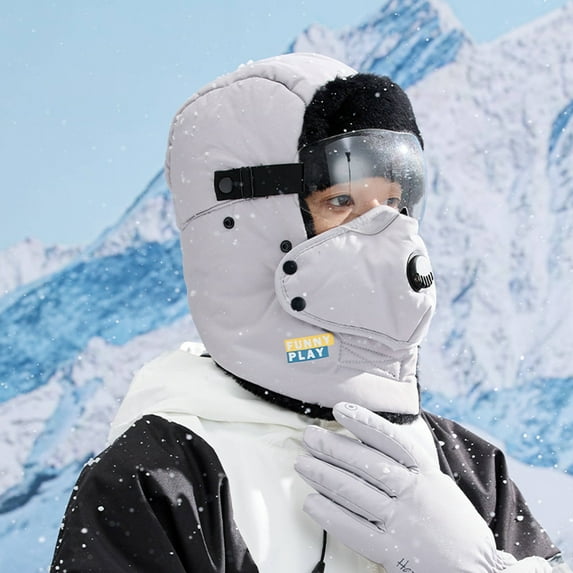 Male Winter Outdoor Cycling Hiking Warm Windproof Hat Ear Lei Feng Hat Whiplash Hat Trapper Hat Christmas Hat Winter Hat with Hat with Goggles Hat Warmer for Men Cycling Winter Hat Bills Cold Weather