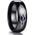 thumbnail image 1 of Male and Female 8mm Black Domed Celtic Knot Wedding Band Tungsten Carbide Promise Ring High Polished Size 7-12, 1 of 6