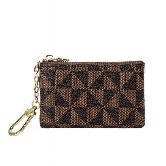 Male and Female Business Style Triangle Print Geometric Pattern Square Change Bag with Keychain