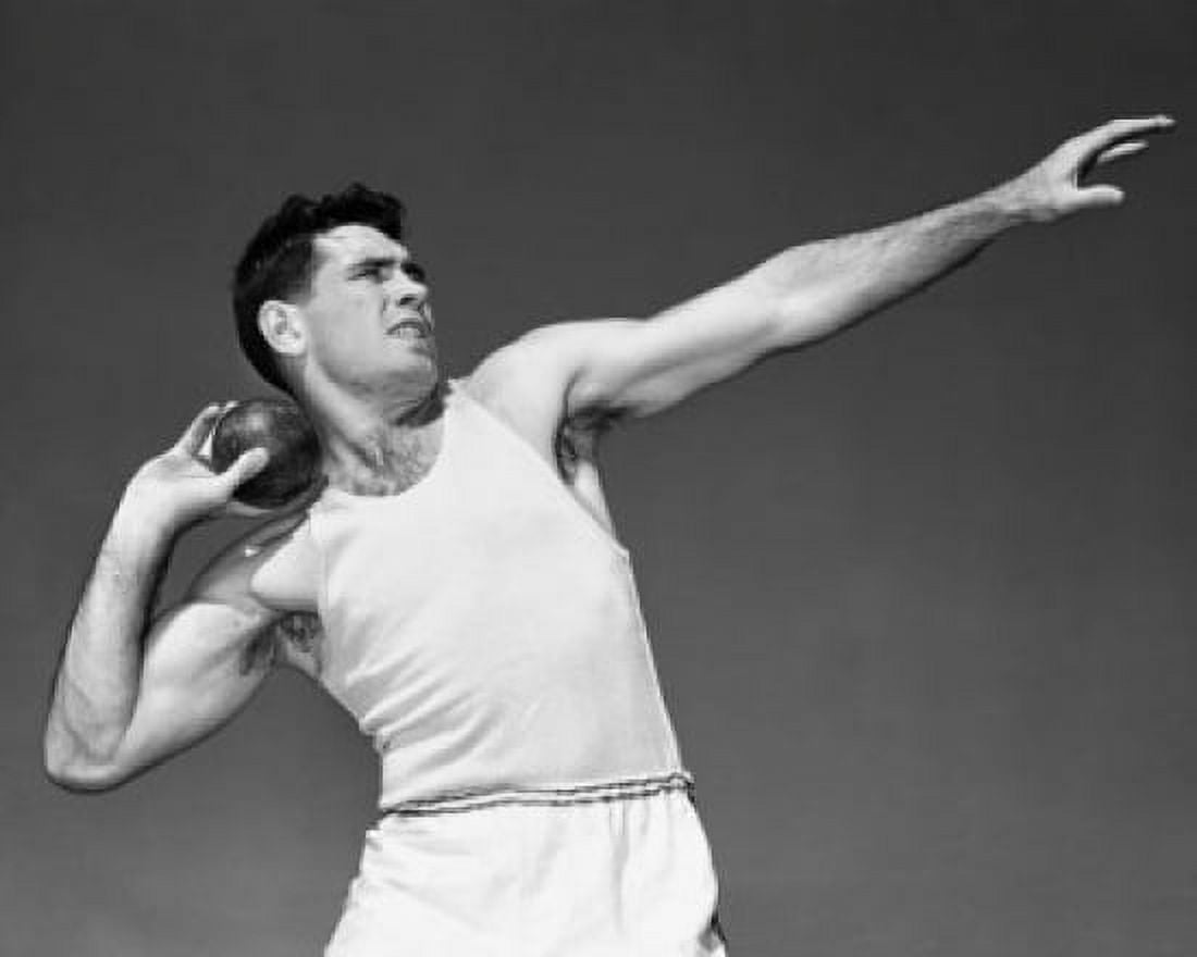 Male athlete throwing a shot put Canvas Art - (18 x 24)