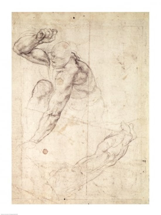Male figure study Canvas Art - Michelangelo Buonarroti (18 x 24)