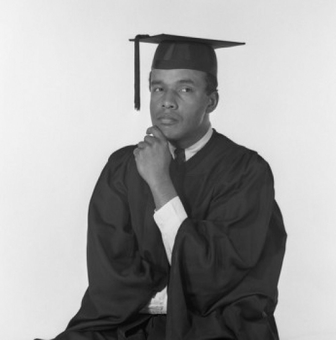 Male graduate student with hand on chin Canvas Art - (24 x 36)