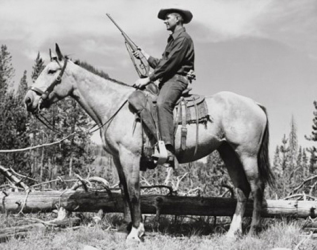 Male hunter riding a horse Canvas Art - (18 x 24)