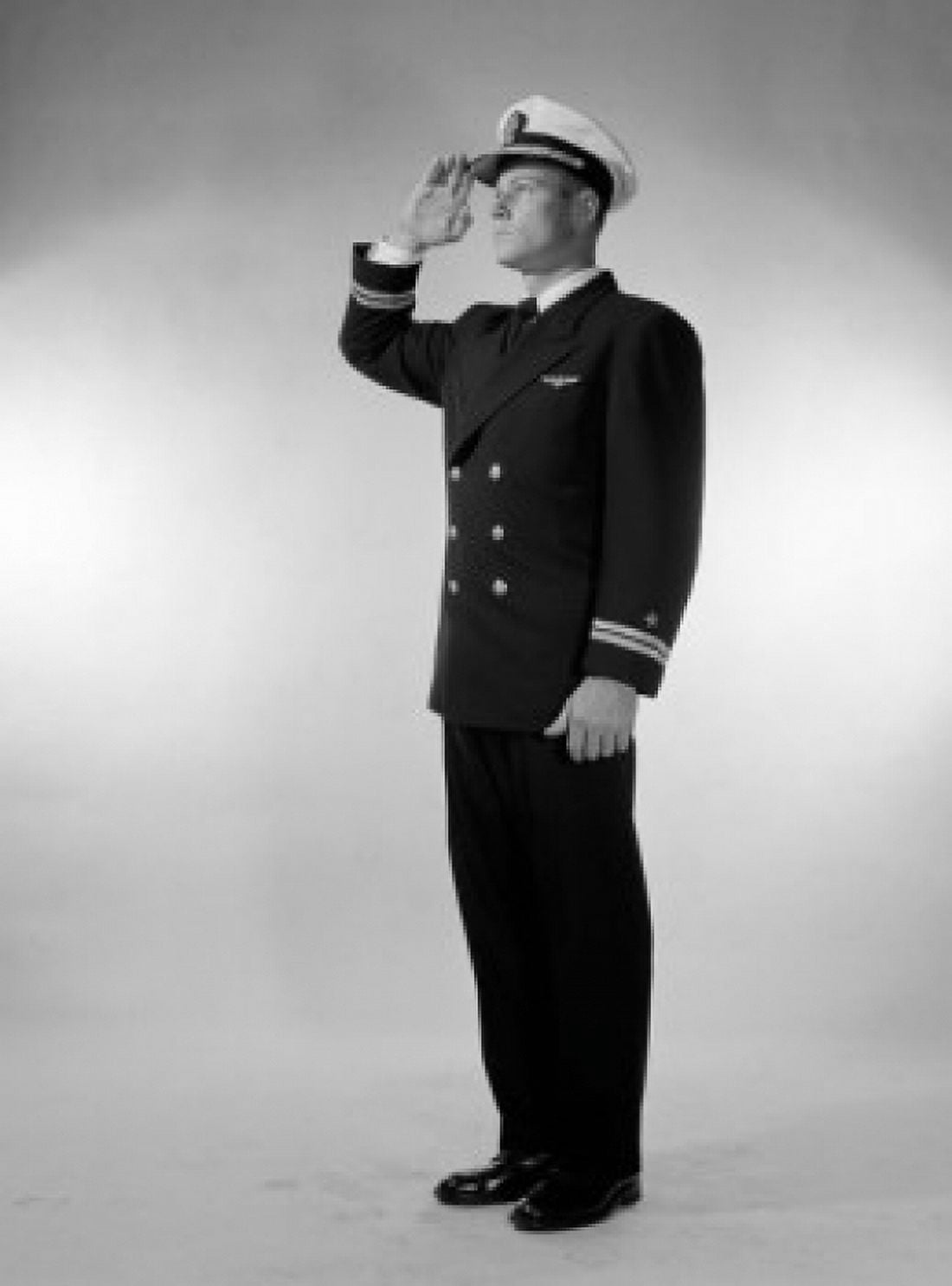 Male pilot saluting Canvas Art - (24 x 36)
