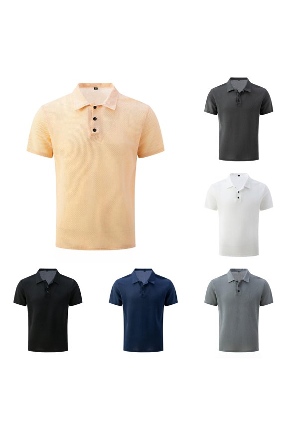 Male's Shirt Button Up Turn Down Lapel Short Sleeve Solid Color Sports Shirt Long Sleeve T Shirt Colla Short Sleeve Shirts for Men Tall Men T Shirts Shirt Men Cold Gear Men Shirts Large Mens