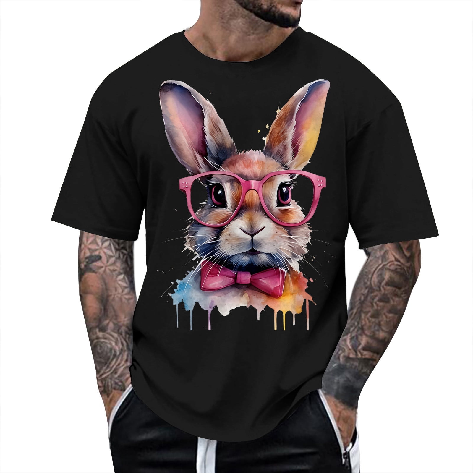 Male's T Shirt Easter Bunny Short Sleeve Sports Shirt Mens Socks Size ...