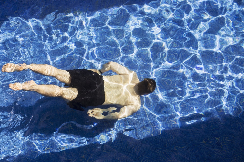 Male swimming under water in pool Akumal Quintana Roo Mexico Canvas Art - Michael Interisano Design Pics (19 x 12)