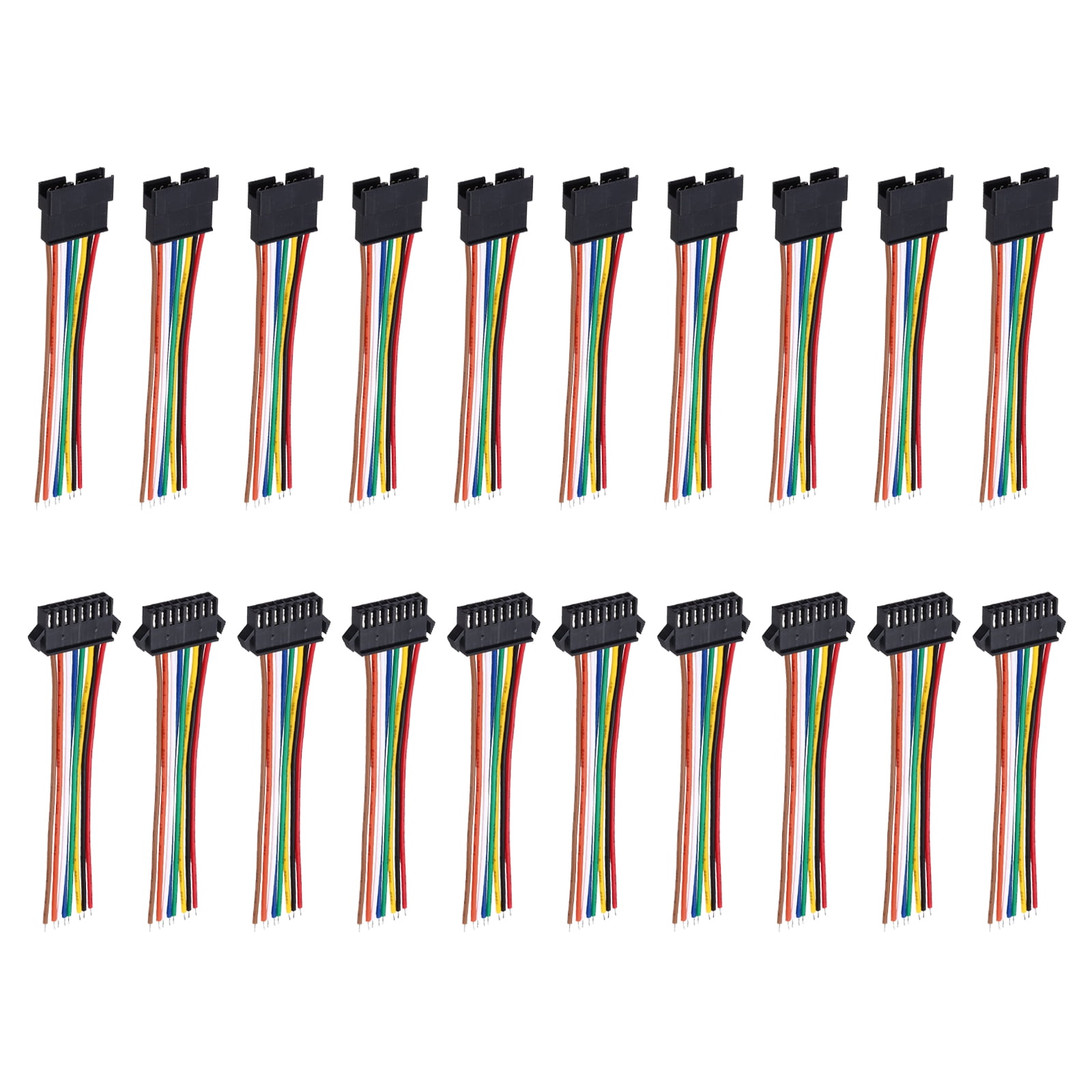 MECCANIXITY 10-Pack Male To Female 8-Pin Breadboard Jumper Wire – 2.54mm Pitch Ribbon Cable, 30cm Long For Electronics Projects