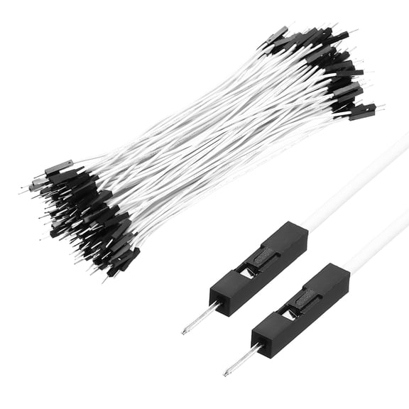 Male to Male 1Pin Breadboard Jumper Wire 2.54mm Pitch Cable 15cm 100 Pcs,White