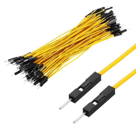 Male to Male 1Pin Breadboard Jumper Wire 2.54mm Pitch Cable 15cm 100 Pcs,Yellow