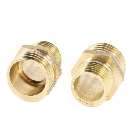 Male to Male Thread 3/8"PT x 1/2"PT Brass Hex Nipple Quick Couplers 2Pcs