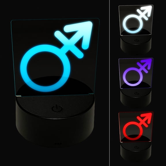 Male with Stroke Sign Transgender Gender Symbol LED Night Light Sign 3D Illusion Desk Nightstand Lamp