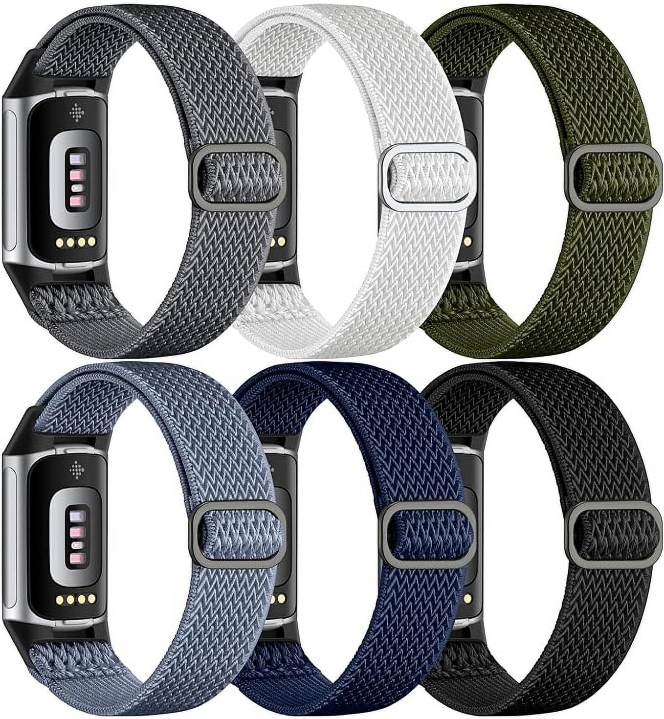 SANMUYIN MAOYI YOUXIANGONGSI Maledan Compatible with Fitbit Charge 5 Bands/Fitbit Charge 6 Bands Men Women, Soft Adjustable Elastic Nylon Waven Strap Replacement Band for Fitbit Charge 6/Fitbit Charge 5 Fitness Tracker, 6 Pack