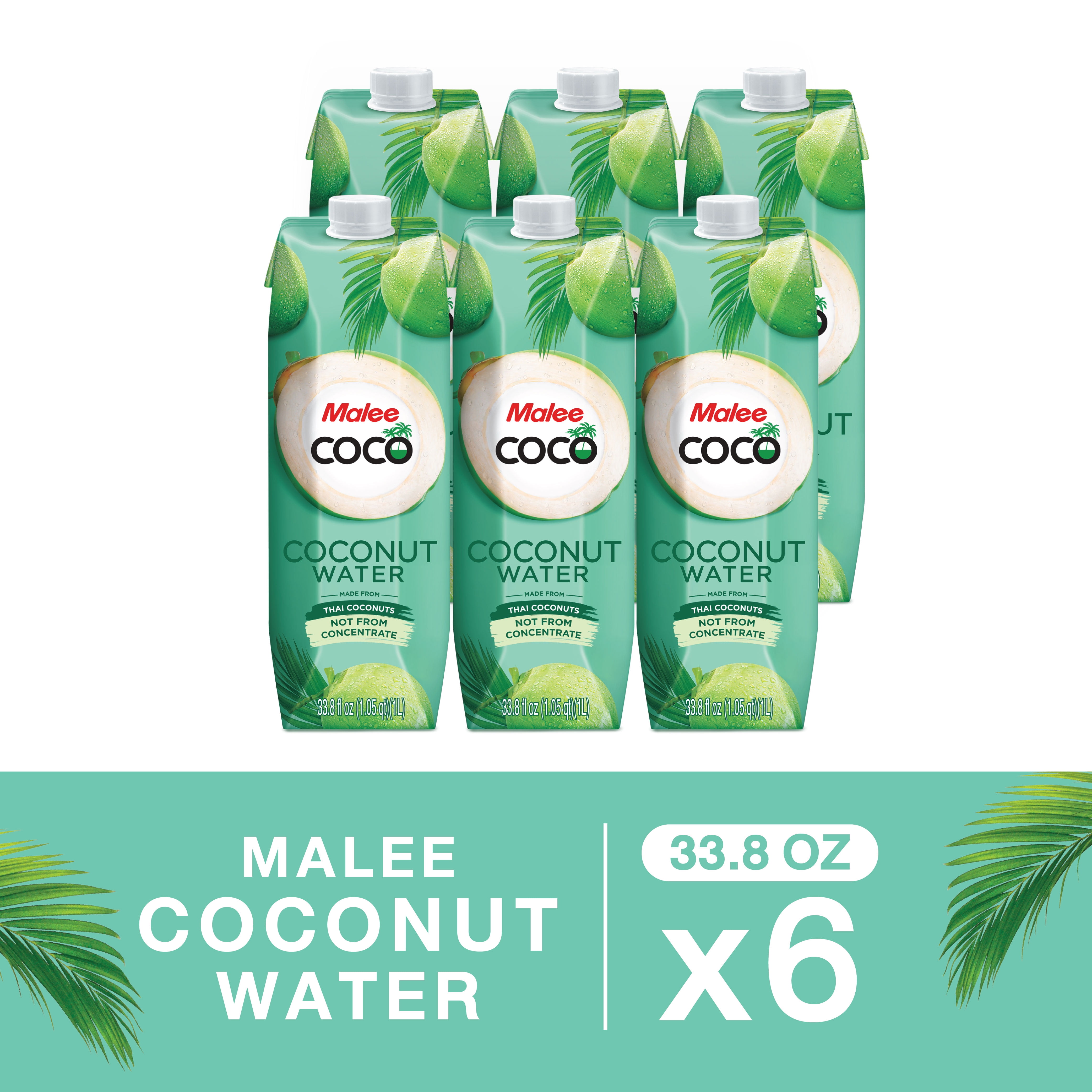 Malee Coco Coconut Water, 33.8 Fl Oz, Pack of 6