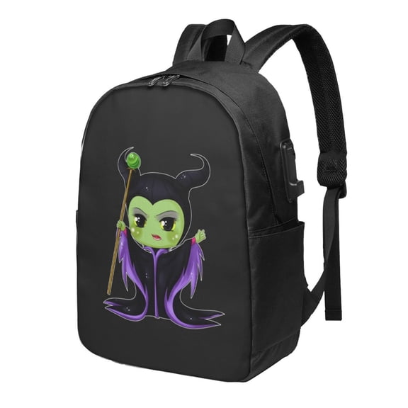 Maleficent Backpack Large Laptop Bookbag with usb Charging Port College Travel Hiking School Computer Daypack Rucksack