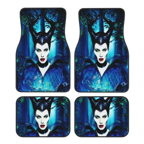 Maleficent Car Floor Mats Set of 4, Anti-Skid Universal Automotive Carpet Front Rear Floor Foot Pads Interior Accessories Decorative for Vehicle Car Truck SUV Van